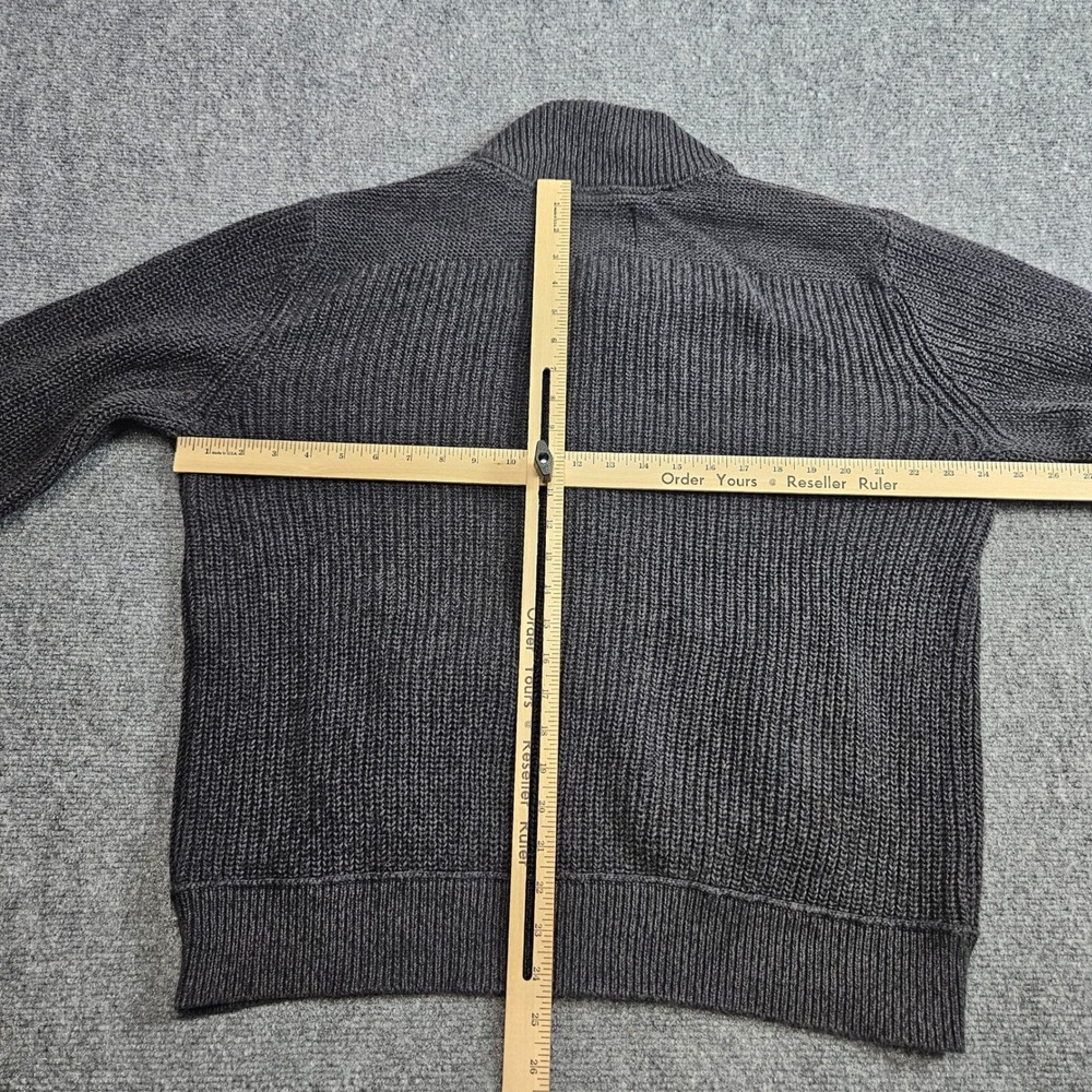 Eddie Bauer Full Zip Cardigan Mens Large‎ Gray Ribbed Knit Dark Academia Grandpa - Picture 7 of 9